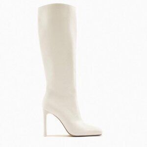 Zara White Knee High Boots - Brand New!